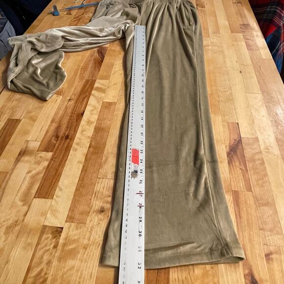 SKIMS Pants Kim Kardashian Velour Track High Rise Wide leg Lounge Gold Pockets M - Picture 4 of 12